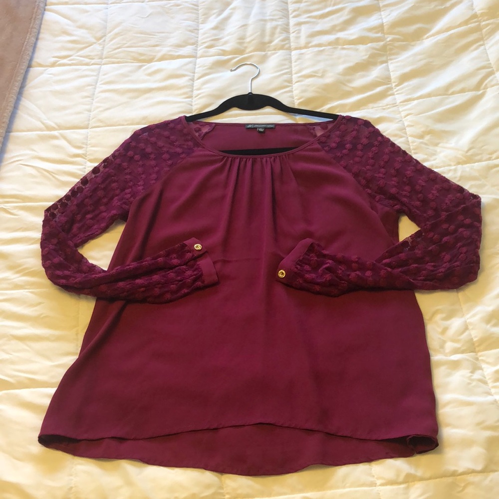 Adrianna Papell Purple Blouse with Textured Sleeves